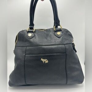 Emma Fox Dome Leather Black Shoulder Bag